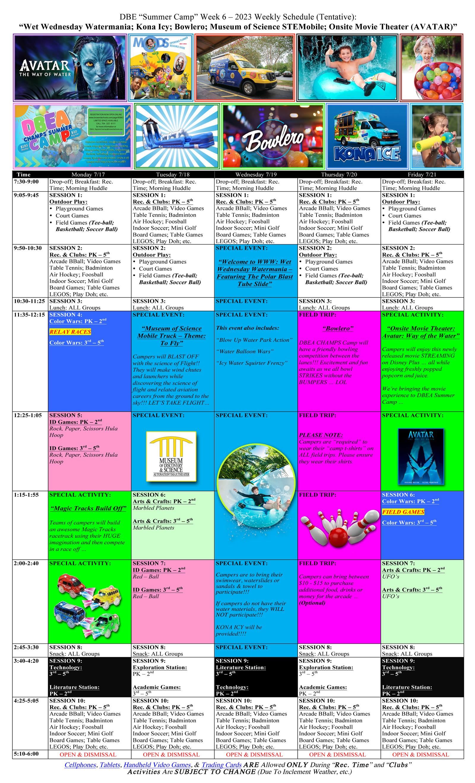 DBES Week 6 Schedule